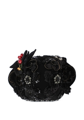 Dolce & Gabbana crystal-embellished brooch-detail hat - Black