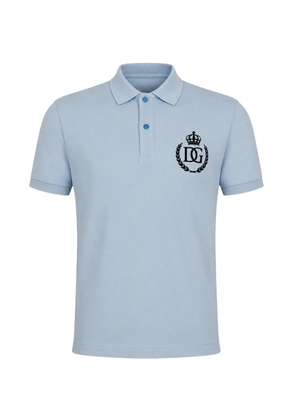 Dolce & Gabbana logo-embroidered polo shirt - Blue