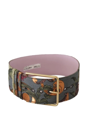 Dolce & Gabbana floral-embroidered belt - Blue