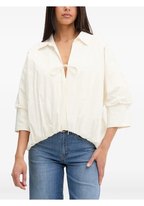 VICOLO bow-detail puff-sleeve blouse - Neutrals