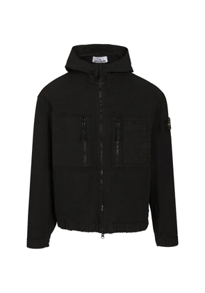 Stone Island logo-patch hooded jacket - Black
