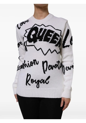 Dolce & Gabbana intarsia-knit long-sleeve sweater - White