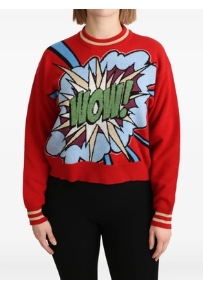 Dolce & Gabbana cartoon-print rhinestone-embellished sweater - Red
