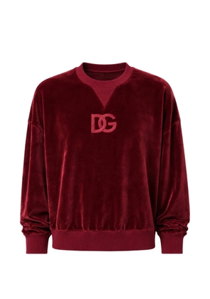 Dolce & Gabbana logo-embroidered velvet-texture sweater