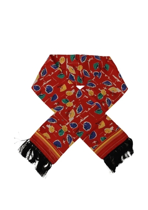 Dolce & Gabbana umbrella-print fringe-trim scarf - Red