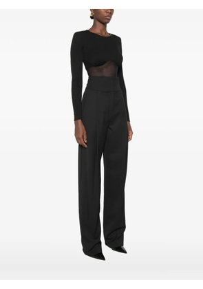 Elisabetta Franchi mesh-panelled gathered-detail bodysuit - Black