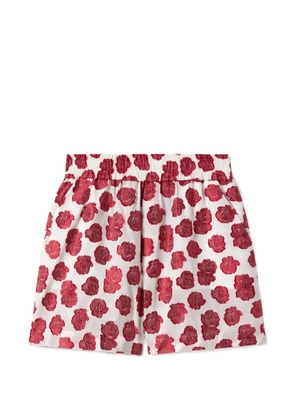 La DoubleJ rose white in voile fil coupé pull-up shorts