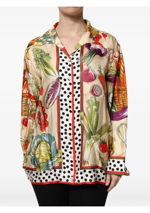 Dolce & Gabbana vegetable-print silk shirt - Neutrals