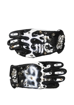 Dolce & Gabbana crystal-embellished graffiti-print gloves - Black