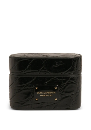 Dolce & Gabbana logo-plaque leather AirPods case - Black