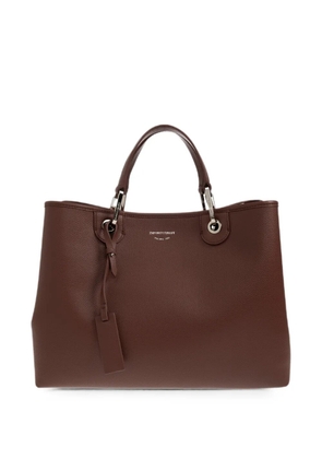 Emporio Armani logo-print grained-effect tote bag - Brown