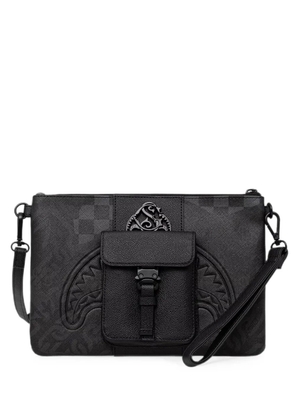 Sprayground check-pattern shark-mouth clutch bag - Black