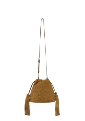 ETRO mini suede Kalispera bag with patch and tassels - Neutrals