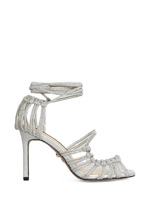 TWENTY FOURHAITCH Molí crystal-embellished wrap-around sandals - Silver
