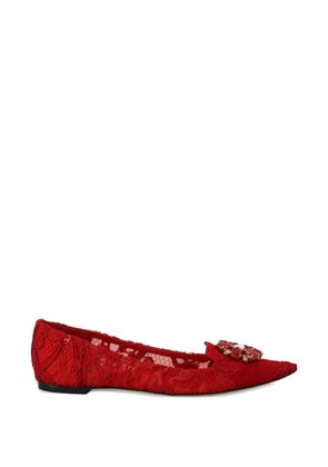 Dolce & Gabbana Taormina lace-embellished ballet flats - Red