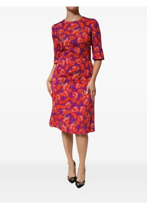 Dolce & Gabbana floral-print silk dress - Purple
