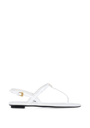 Prada logo-plaque leather sandals - White
