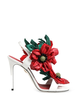 Dolce & Gabbana floral-appliqué heeled sandals - White