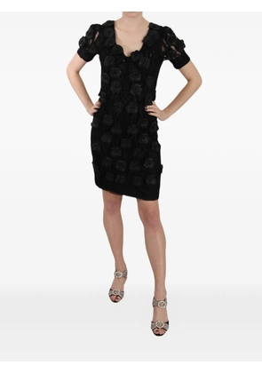 John Richmond floral-appliqué lace-panel mini dress - Black