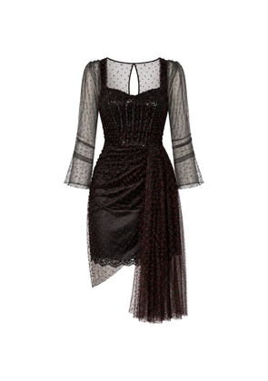 Dolce & Gabbana lace-trim long-sleeve sheath mini dress - Black