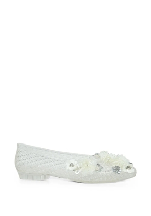 HEAVENLY JELLY Lily floral-appliqué ballet flats - White