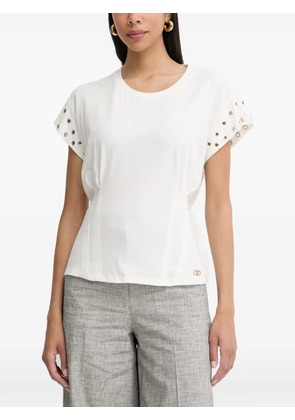 LIU JO eyelet-embellished pleated T-shirt - White