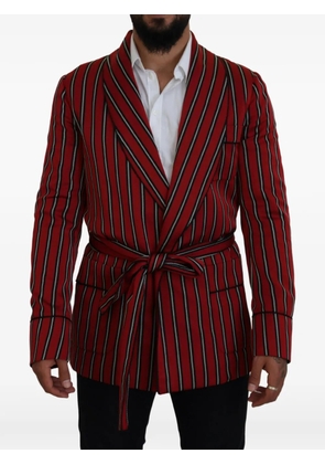 Dolce & Gabbana striped shawl-collar robe - Red