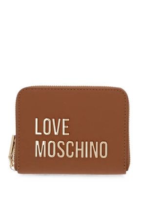 Love Moschino logo-plaque zip wallet - Brown