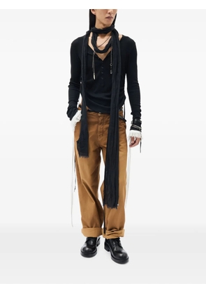 Ann Demeulemeester frayed-edge crinkled scarf - Black
