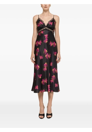 NISSA floral-print silk midi dress - Black
