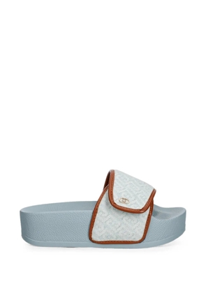 LIU JO monogram-pattern touch-strap slides - Blue