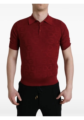 Dolce & Gabbana logo-pattern short-sleeve polo shirt - Red