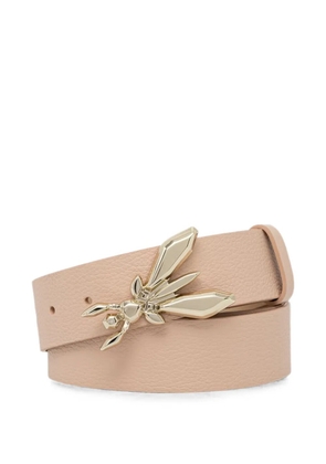 Patrizia Pepe Fly-buckle pebbled-calf leather belt - Neutrals
