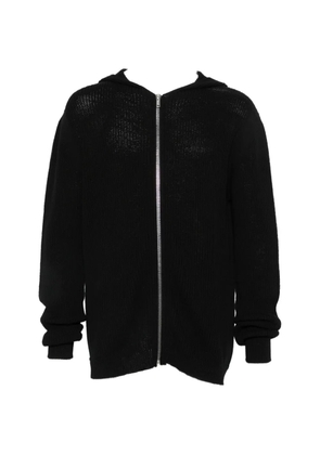 Rick Owens ribbed-knit zip-up hoodie - Black