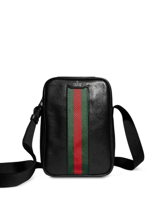 Gucci mini Web-detail leather messenger bag - Black