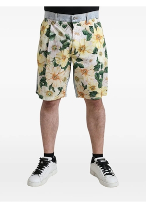 Dolce & Gabbana floral-print denim shorts - Blue