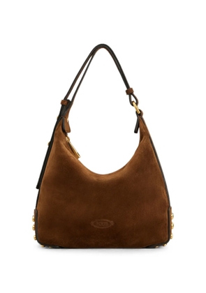 Tod's metal dots mini bag in suede - Brown