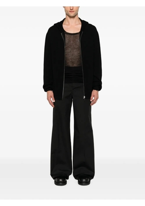 Rick Owens ribbed-knit zip-up hoodie - Black