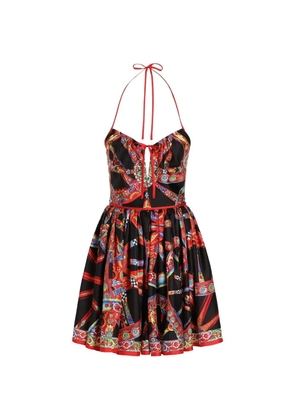 Dolce & Gabbana Carretto-print silk twill dress - Black