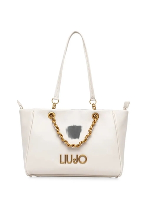 LIU JO logo-plaque chain-link tote bag - White