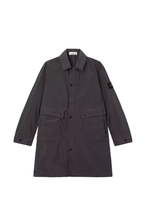 Stone Island logo-patch button-up trench coat - Grey
