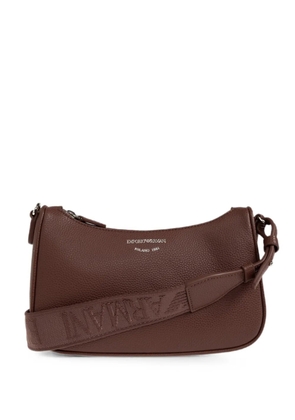 Emporio Armani logo-print pebbled shoulder bag - Brown