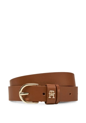 Tommy Hilfiger Essential TH logo-plaque leather belt - Brown