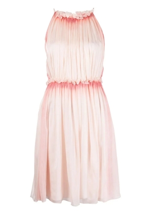 Alberta Ferretti ruffled-halterneck silk dress - Pink