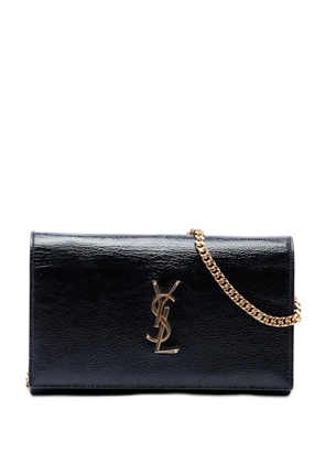 Saint Laurent Pre-Owned 2015 Textured Patent Monogram Kate Wallet on Chain crossbody bag - Black