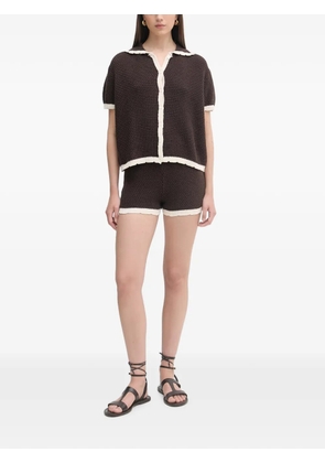 Haveone contrast-trim shorts and shirt set - Brown