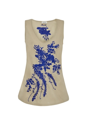 P.A.R.O.S.H. floral-embroidered sleeveless blouse - Neutrals