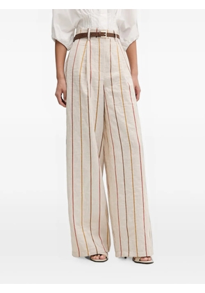 VICOLO striped pleated trousers - Neutrals