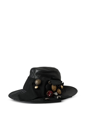 Dolce & Gabbana button-embellished leather hat - Black