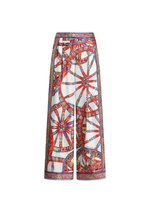 Dolce & Gabbana Carretto-print silk twill Vanity trousers - White